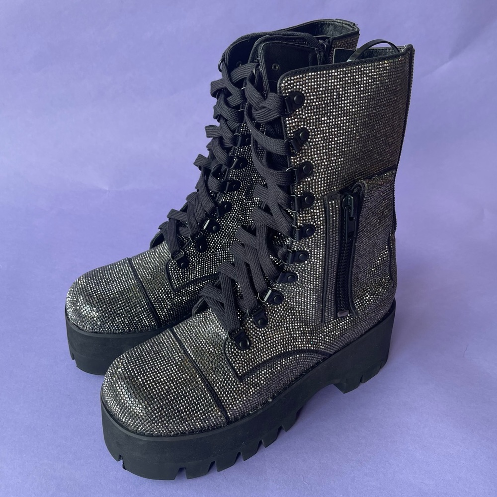 Gunmetal Bling Combat Boots